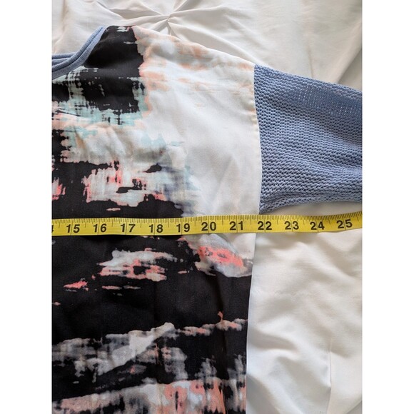 Calvin Klein Sweater Womens M Abstract Art To Wear Scoop Multi Mixed Media Top - Picture 12 of 13